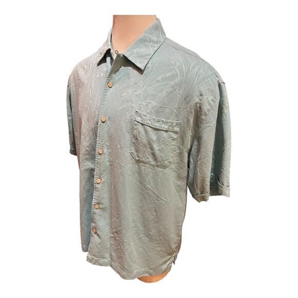 Jamaica Jaxx Blue Embossed 100% Silk Hawaiian Shirt Size XXL Aloha - Picture 1 of 12